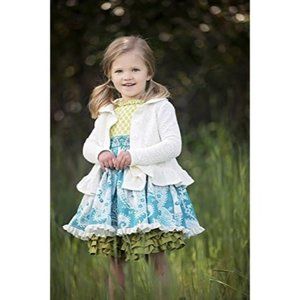Persnickety NWT Girl white Peter Pan Cardigan Sweater ruffle 100% cotton 12 mont